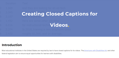 Screenshot of closed captions training website