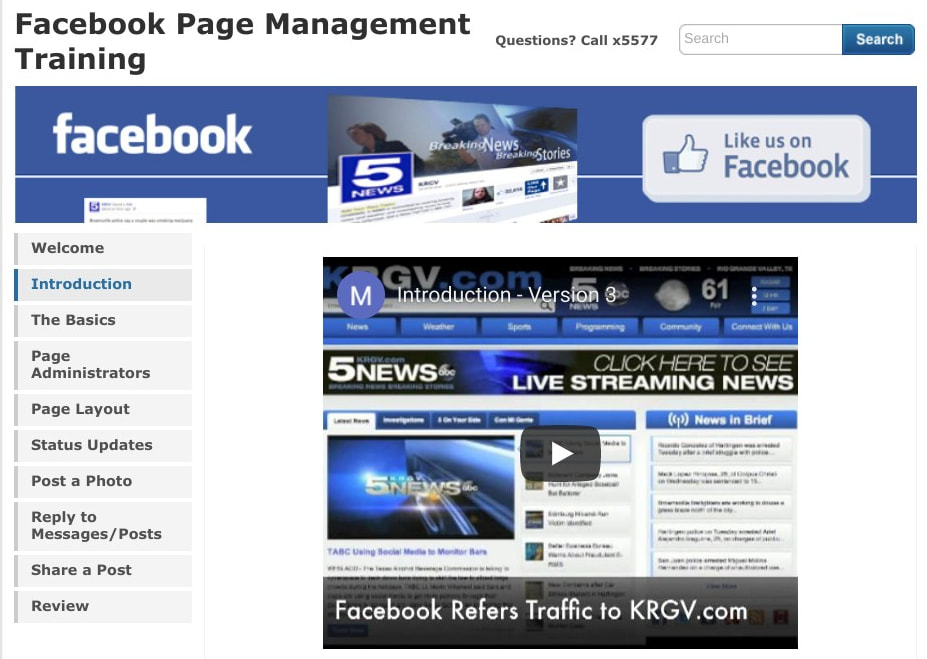 Screenshot of Facebook Training Page webpage