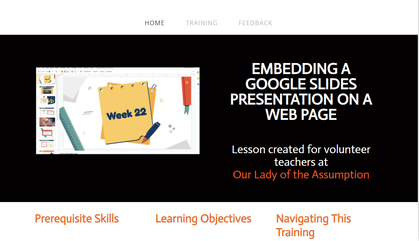 Screenshot of website with embedding training