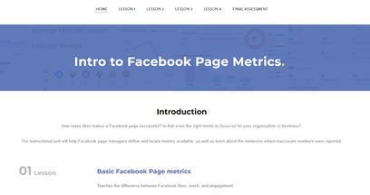 Screenshot of web lesson on Facebook Page metrics